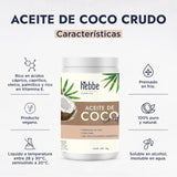 ▶ HEBBE  - Aceite de Coco 1kg | Hidratante Profundo | Combate Sequedad y Descamación | Potencia Brillo Cabello | Reparador Natural de Puntas Abiertas | Estimula Crecimiento Saludable del Cabello.