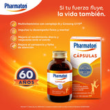 Pharmaton multivitamínico para adultos. Mejora el rendimiento diario. 100 cápsulas de 40 mg c/u
