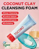 ▶ TOCOBOCoconut Clay Cleansing Foam 5.07 fl oz / 150ml | Micro Bubble Deep Foam Cleanser, Pore Care, Moisturizing Facial Cleanser, Sebum Adsorption, Exfoliation, Oil and Water Balance | Cruelty free, Vegan Cleansing Foam