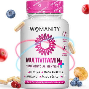Vitaminas para Mujer | Multivitamínico de 90 Cápsulas con 14 Ingredientes | Biotina, Maca Amarilla, Arándano, Ácido Fólico, Vitamina B12, Calcio y más | Natural y Orgánico | Vegano | Keto Friendly | Sin Alérgenos, Azúcar ni Rellenos | Formulado por Doctor