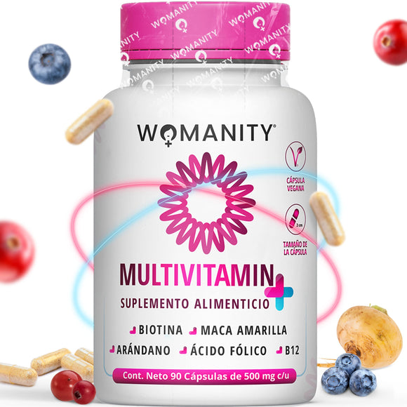 Vitaminas para Mujer | Multivitamínico de 90 Cápsulas con 14 Ingredientes | Biotina, Maca Amarilla, Arándano, Ácido Fólico, Vitamina B12, Calcio y más | Natural y Orgánico | Vegano | Keto Friendly | Sin Alérgenos, Azúcar ni Rellenos | Formulado por Doctor
