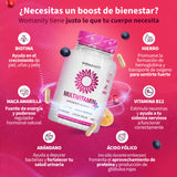 Vitaminas para Mujer | Multivitamínico de 90 Cápsulas con 14 Ingredientes | Biotina, Maca Amarilla, Arándano, Ácido Fólico, Vitamina B12, Calcio y más | Natural y Orgánico | Vegano | Keto Friendly | Sin Alérgenos, Azúcar ni Rellenos | Formulado por Doctor