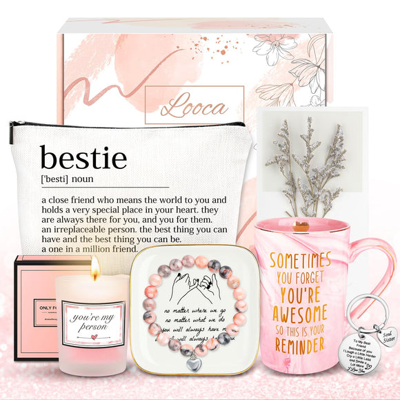 Looca Best Friend - Cesta de regalo de cumpleaños para mujer, regalo único de amistad para mejor amiga, mejor amiga
