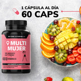 Multivitamínico para Mujer con 24 Ingredientes y Vitaminas | Suplemento de Vitaminas para Mujer con Vitamina D3, Vitamina E, Biotina | Suplemento Alimenticio en Cápsulas | Sin Azúcar - Ingredientes NON GMO- 60 cápsulas