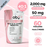 Oby Inositol Pure 40:1 Myo Inositol y D-Chiro Inositol, Acido folico, Zinc, Prebióticos | Vitaminas para Mujer | Oby Pure Inositol Polvo Mezcla 40:1 | 7 ingredientes (2 Pack para 120 dias)