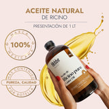 ▶ HEBBE  - Aceite de Ricino 1 L | Estimula Crecimiento de Pestañas Cejas y Barba | Pr