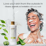 ▶ RAW SUGAR - Gel de baño Simply para pieles sensibles: té verde, pepino y aloe vera, hidratante y aclarante