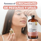 ▶ HEBBE  - Aceite de Almendras 1 L | Anti-Envejecimiento Facial | Humectante y Nutritivo | Fortalecedor de Pestañas | Tratamiento de Afecciones Cutáneas | Contenido de 1 L