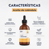 ▶ HEBBE  - ACEITE GRASO VIRGEN DE CALÉNDULA | Protección Rayos UV | Mejora Firmeza de la Piel | Controlador de Acné y Erupciones | 120 ml | Orgánico y Cruelty-Free | Calma la Piel Después de la Exposición Solar