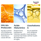 ▶ Eucerin Protector solar facial anti edad con ácido hialurónico FPS 50+, Sun, 50 ml