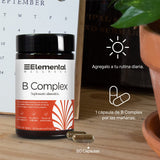 Complejo B Completo, 673mg, Hecho por PiSA, Vegano, Vitaminas B1, B2, B3, B5, B6, B7, B9, B12, BioPerine ® (alta biodisponibilidad),13 Frutas y Verduras, Biotina, Multivitamínico, 60 Cápsulas, 2 Meses - Elemental Wellness