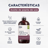 ▶  HEBBE - Aceite de Uva Pepita 500 ml | Combate Líneas de Expresión | Estimula Producción de Colágeno y Elastina | No Obstruye Poros | Hidratante de Piel | Contenido de 500 ml