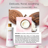 ▶ RAW SUGAR- Simply Body Wash, Beach Rose + Coconut Milk + Shea (25 fl oz, paquete de 3) Jabón de baño para pieles sensibles, F