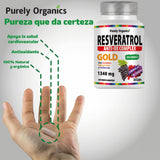 Suplemento Antioxidante 1340mg | Resveratrol + Polifenoles, Betacaroteno, Licopeno y Vitamina C | Anti Ox complex | Purely Organics | Resveratrol Gold | Cápsulas Veganas | (1 Unidad de 30 cápsulas).