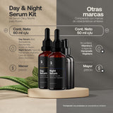 ▶ B Life  Kit de Sérum de Día y Noche para Rostro de 60 ml C/U con 96% de Ingredientes Naturales. Adicionado con Vitamina C y Ácido Hialurónico. Skincare Antiarrugas. Kit Serum B Life.