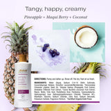 ▶ RAW SUGAR - Simply Body Wash - Piña + Maqui Berry + Coco, Gel de baño y ducha hidratante e iluminador,