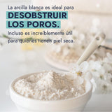 ▶ HEBBE HEBBE - ARCILLA BLANCA | Mascarillas Faciales y Corporales | Contenido 500 gr | Purifica y Suaviza la Piel | Controla Exceso de Grasa | 100% Natural y Sin Aditivos Químicos | Perfecta para Baños de Arcilla