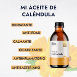 ▶ HEBBE  - ACEITE DE CALÉNDULA VEGETAL COSMÉTICO PARA PIEL SENSIBLE | Anti-Edad, Hidratante y Cicatrizante | 250 ml | Calma y Protege Piel Sensible | Orgánico y Sin Fragancias Artificiales | Adecuado para Pieles Irritadas o Sensibles