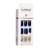 KISS ImPRESS Manicura a presión, kit de uñas, tecnología PureFit, uñas cortas de presión, cuadradas, impecables, incluye almohadilla de preparación, mini lima, barra de cutículas y 30 uñas falsas