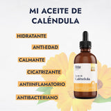 ▶ HEBBE  - ACEITE GRASO VIRGEN DE CALÉNDULA | Protección Rayos UV | Mejora Firmeza de la Piel | Controlador de Acné y Erupciones | 120 ml | Orgánico y Cruelty-Free | Calma la Piel Después de la Exposición Solar