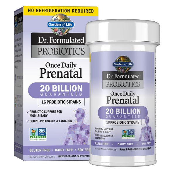 Garden of Life Probióticos Prenatal, Fórmula para dar soporte a Mamá y Bebé durante el Embarazo y época de Lactancia, una cápsula vegetariana diaria. Sin Refrigeración, 30 cápsulas vegetarianas