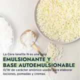 ▶ HEBBE  - Cera Lanette N 500g | Mejora Distribución de Producto | Crea Emulsiones Sedosas | Buen Agente Hidratante | Uso en Bajas Concentraciones | Contenido de 500g