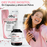Oby Inositol Pure 40:1 Myo Inositol y D-Chiro Inositol, Acido folico, Zinc, Prebióticos | Vitaminas para Mujer | Oby Pure Inositol Polvo Mezcla 40:1 | 7 ingredientes (2 Pack para 120 dias)