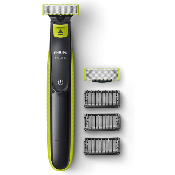 PHILIPS OneBlade híbrida QP2520/30, Recorta, afeita y perfila Cualquier Longitud de Vello, con 3 peines guía Removibles.