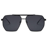 SOJOS anteojos de sol polarizadas cuadradas retro de gran tamaño para mujeres y hombres, persianas clásico UV400 clásicas grandes anteojos de sol de metal SJ1161, Negro brillante, 60-14-145