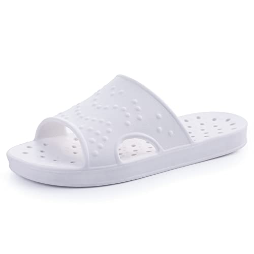 Zapatos de ducha para mujer, de secado rápido, sandalias de playa con agujeros de drenaje, Versión de actualización blanca, 9.5-10.5 Women/8.5-9.5 Men