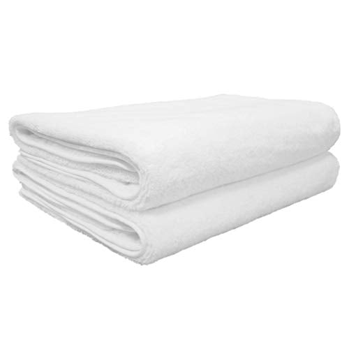 Toalla de baño de Microfibra antipelusa - Secado rápido - Premium - 88,9 x 177,8 cm - Pack de 2 (Blanco)