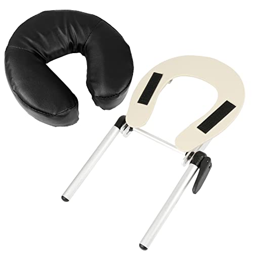 VARIPOWDER Cuna facial ajustable de aluminio con cojín de almohada, cama de masaje universal estándar, cuna de cara, comodidad de belleza, spa, reposacabezas cama, cuna para mesas de masaje, equipo