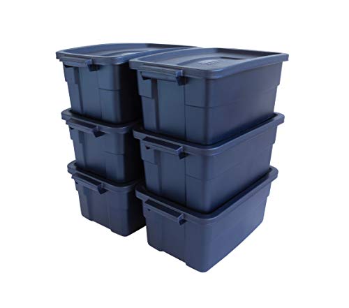 Rubbermaid Roughneck - Bolsas de almacenamiento de 3 galones, contenedores apilables duraderos, ideales para artículos fuera de temporada, pequeñas necesidades de almacenamiento y más, paquete de 6