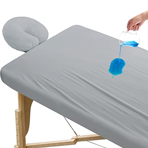 ▶ Sábanas y fundas Juego de 2 fundas de mesa de masaje impermeables para mesa de masaje, incluye sábana bajera para masaje, funda para cuna, ultra suave y agradable al tacto, mesa de masaje y cama facial, lavable a máquina, gris