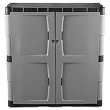Rubbermaid - Armario de Almacenamiento pequeño con Puertas, Armario de Almacenamiento con Cerradura, 45.7 cm de Profundidad x 91.4 cm de Ancho x 91.7 cm de Alto, Gris/Negro