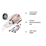 Aspiradora de coche 4 en 1, inflador de neumáticos, compresor de aire portátil con medidor de presión digital de neumáticos, pantalla LCD y luz, 12 V CC, cable de 15 pies, accesorios de coche rosa para mujeres, regalos de cumpleaños para ella