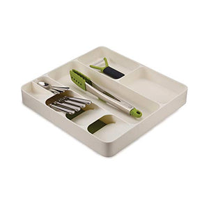 Bandeja organizadora de cajones de cocina para cubiertos y utensilios, tamaño único, blanco/verde