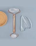 Rodillo de jade Gua Sha, herramientas de cuidado de la piel, masajeador facial de belleza, rodillo de ojos para ojos hinchados, regalos de cuidado personal para mujeres, juegos y kits de cuidado de la piel HANABEE (cuarzo blanco)