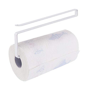 Dispensador de toallas de papel para debajo del gabinete (sin taladrar) para cocina, baño, colgar toallas de papel sobre la puerta, diseño humanizado (Blanco)