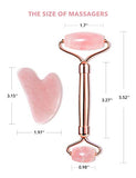 Gua Sha - Rodillo de jade, rodillo facial de cuarzo rosa, herramientas para el cuidado de la piel, masajeador facial de belleza, rodillo de ojos para ojos hinchados, regalos de cuidado personal para mujeres, juegos y kits de cuidado de la piel HANABEE (ro