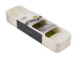 Bandeja organizadora compacta para cubiertos de cocina, pequeña, color blanco/verde
