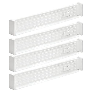 Juego de 4 organizadores para cajones – Separadores de cajones para la Cocina o el Dormitorio – Láminas de plástico para Dividir cajones – Blanco