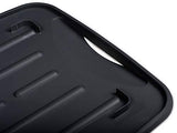 Escurridor plegable para platos – Despega y pliega para un fácil almacenamiento, drena el agua directamente en el fregadero, espacio para ocho platos grandes, cubiertos seccionales y compartimento para utensilios, compacto y portátil.
