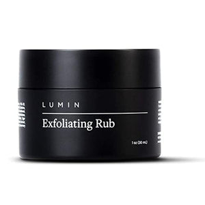 Lumin Exfoliante Facial de Carbón activado para hombres - Exfoliating Rub | Evitar una piel opaca, reducir la sequedad, minimizar los poros, manchas oscuras, puntos negros y la irritación despues del afeitado, 1oz (30 ml)