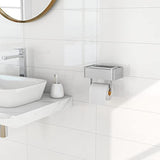 Soporte de papel higiénico con estante, dispensador de toallitas desechables para almacenamiento de toallitas de baño, mantiene tus toallitas ocultas fuera de la vista, organizador de pared de acero inoxidable SUS304 (níquel cepillado)