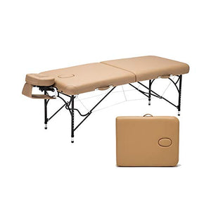 Cama de Masaje Portátil, Ligero y de Altura Ajustable Tratamiento de Belleza Cama con Reposacabezas Mesa de Masaje (Color : Light Tan)