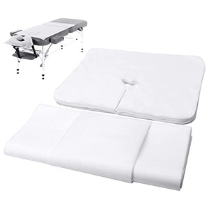 Juego de 60 sábanas de mesa de masaje, gruesas, suaves, desechables, fundas de almohada para reposacabezas de masaje para mesas de masaje, spa, sala de estar, cama (blanco)