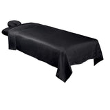 Juego de sábanas de Masaje de Microfibra Premium de 3 Piezas para mesas de Masaje, Incluye sábana encimera, sábana Bajera y Funda Ajustable para reposabrazos, Color Negro