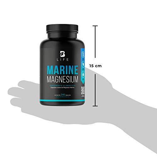 Magnesio Marino de 240 Cápsulas. Ingredientes naturales. Alta biodisponibilidad y absorición. Marine Magnesium B Life.