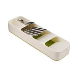 Bandeja organizadora compacta para cubiertos de cocina, pequeña, color blanco/verde